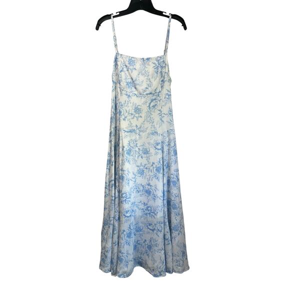 Cupshe x Kelsey Anderson Blue White Floral Midi Dress Sundress SZ Small - Picture 2 of 14